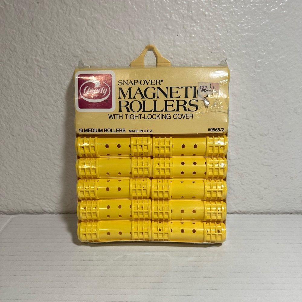 16 VTG NEW 1980’s GOODY SNAP-OVER Magnetic‎ Rollers Yellow Medium Made In USA